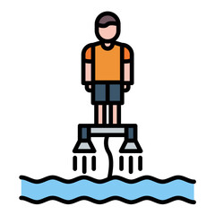 Flyboarding Flat Multicolor Icon