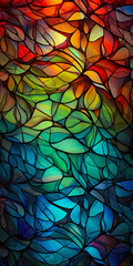 Texture Of Multi-Colored Stained Glass For Wallpaper Created Using Artificial Intelligence