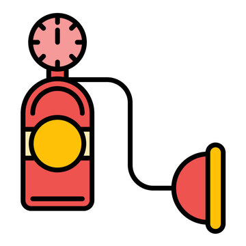 red oxygen tank with gauge and mask clip art preview