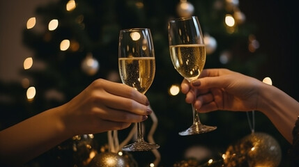 People holding champagne glasses. AI Generated