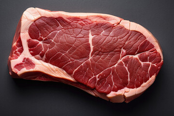 raw beef steak with an astonishing level of detail top view