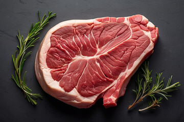 raw beef steak with an astonishing level of detail top view