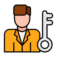 Key Person Male Flat Multicolor Icon