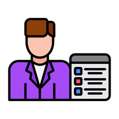 Recruiter Male Flat Multicolor Icon