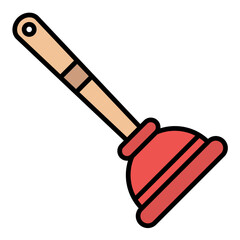 Toilet Plunger Flat Multicolor Icon