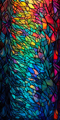 Texture Of Multi-Colored Stained Glass For Wallpaper Created Using Artificial Intelligence