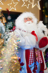 Christmas tree with a Father Christmas puppet.