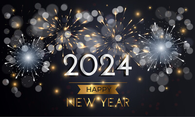 2024 Happy New Year greeting poster