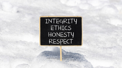 Integrity ethics honesty respect symbol. Concept word Integrity Ethics Honesty Respect on beautiful...