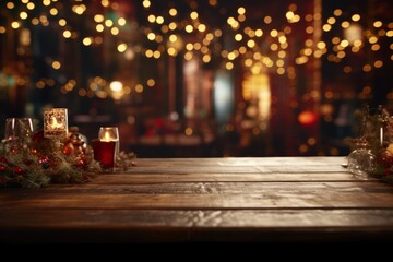 Fototapeta na wymiar Gemütliches Restaurant Holztische Kerzenlicht Stimmungsvolle Beleuchtung Inneneinrichtung Gaststätte Rustikal Design Warme Atmosphäre