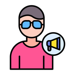 Male Influencer Flat Multicolor Icon