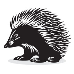 Fototapeta premium Porcupine silhouettes and icons. black flat color simple elegant Porcupine animal vector and illustration.