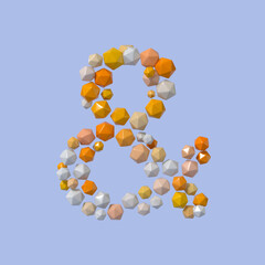 Multicolored Particle Sphere Style Ampersand Symbol Isolated on White Background. 3d Rendering