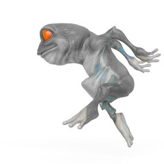 little frog cartoon is jumping on side view