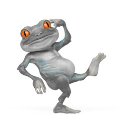 little frog cartoon is walking