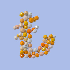 Multicolored Particle Sphere Style Turkish Lira Currency Symbol Isolated on White Background. 3d Rendering