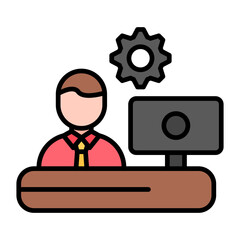 Outsource Management Flat Multicolor Icon