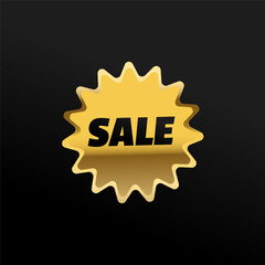 Sale golden sticker for offers and promotions vector design element gradient golden patch 