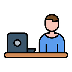 Hard At Work Flat Multicolor Icon