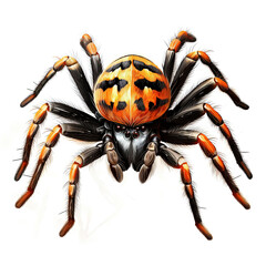 black and orange spider on a white background, generative ai 