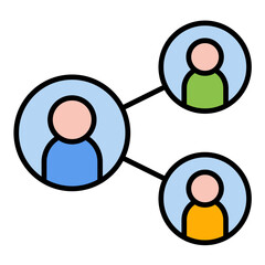 Team Network Flat Multicolor Icon