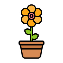 Flower Pot Flat Multicolor Icon