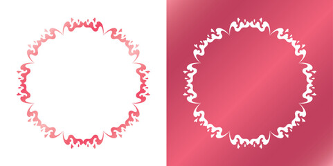 素材_フレームのセット_春をイメージしたピンクの飾り枠。シンプルで高級感のある囲みのデザイン。字無