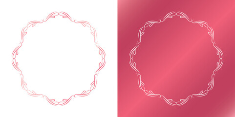 素材_フレームのセット_春をイメージしたピンクの飾り枠。シンプルで高級感のある囲みのデザイン。字無