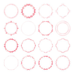 素材_フレームのセット_春をイメージしたピンクの飾り枠。シンプルで高級感のある囲みのデザイン。字無