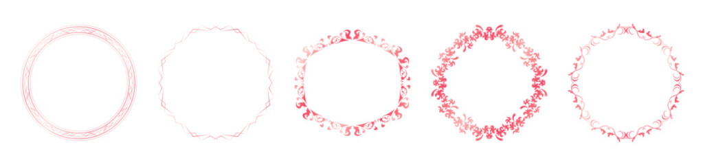 素材_フレームのセット_春をイメージしたピンクの飾り枠。シンプルで高級感のある囲みのデザイン。字無