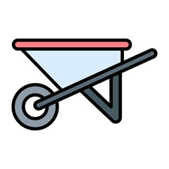 Wheel Barrow Flat Multicolor Icon