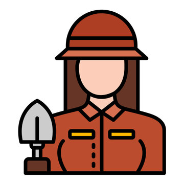 recommend clip art: Archaeologist Female Flat Multicolor Icon