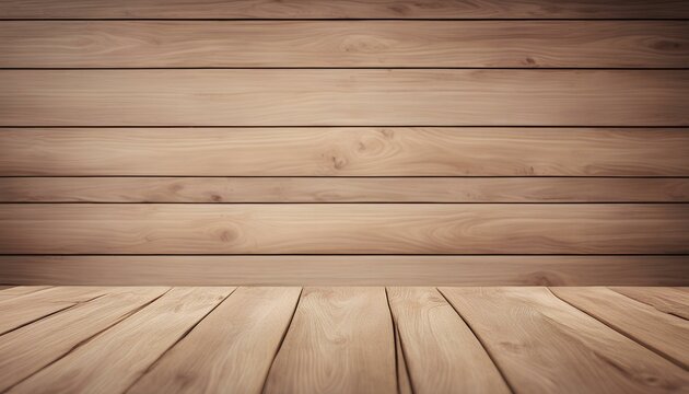 Empty Wooden Table on Blurred Background