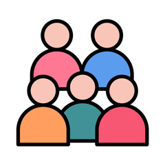 Large Group Flat Multicolor Icon