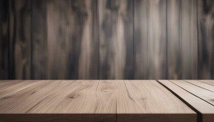Minimalist Black Wood Table in Blurred Background