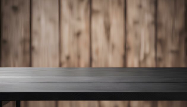 Minimalist Black Wood Table in Blurred Background