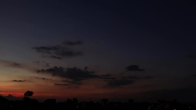 Time lapse video of the evening sky Until dusk in the capital. Southeast Asian sky. background