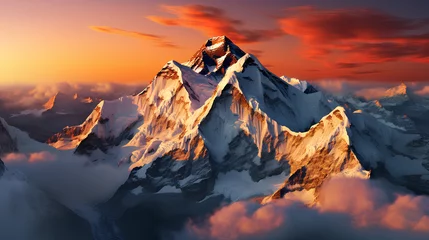 Crédence de cuisine en verre imprimé Lhotse Beautiful Mount Everest, highest peak concept in the world.