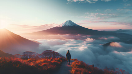 Beautiful Mount Fuji, Japan travel concept. - obrazy, fototapety, plakaty
