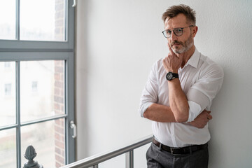 Portrait of businessman at the window in office