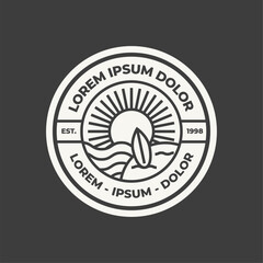 Vector monoline beach club summer holidays badge logo template