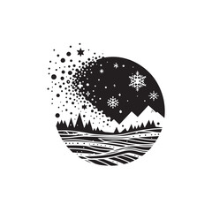 Christmas Snowflakes Silhouette - Captivating Midnight Snow Symphony Christmas Snowflakes
