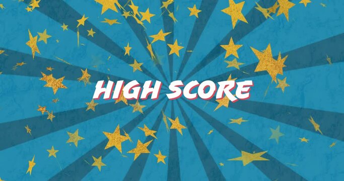 Animation of high score text over star and stripes pattern