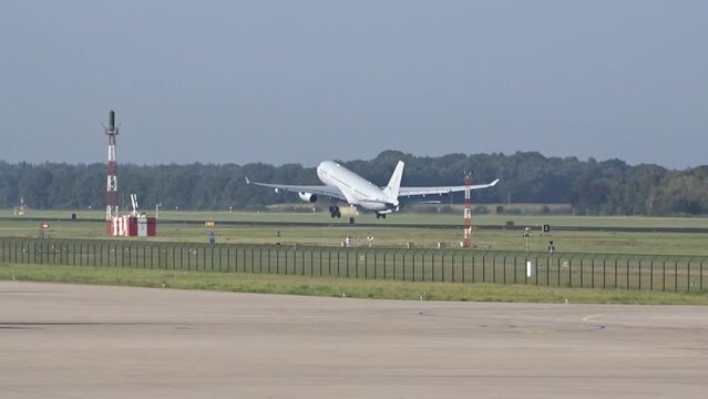 Military Tanker Airplane Aircraft Plane Taking Off at Air Base