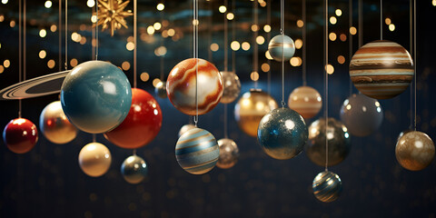 Obraz na płótnie Canvas golden blue yellows Christmas balls and background lights ,