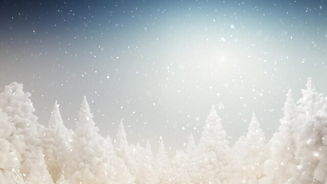 An Abstract Christmas Winter Wonderland Snowing Snowfall Background Loop 3D Render Style 4K Seamless Looping Animation. A.I. Generated Background Image.