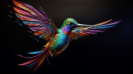 Fototapeta premium neon colorful bird with bright neon wings