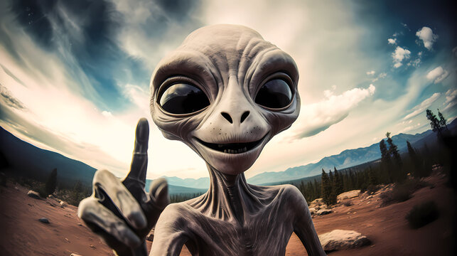 Gros plan d'un extra terrestre souriant