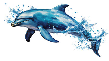 A Dolphin Dressed in a sleek aquatic-themed suit with a fashionable wave-patterned tie, this dolphin strikes a pose that combines marine elegance and contemporary style.