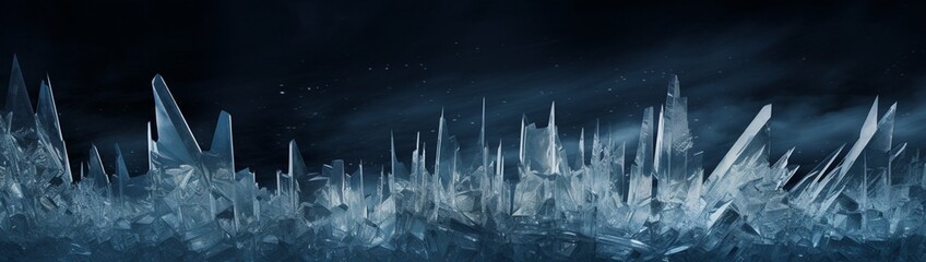 An array of jagged ice crystals against a midnight sky.